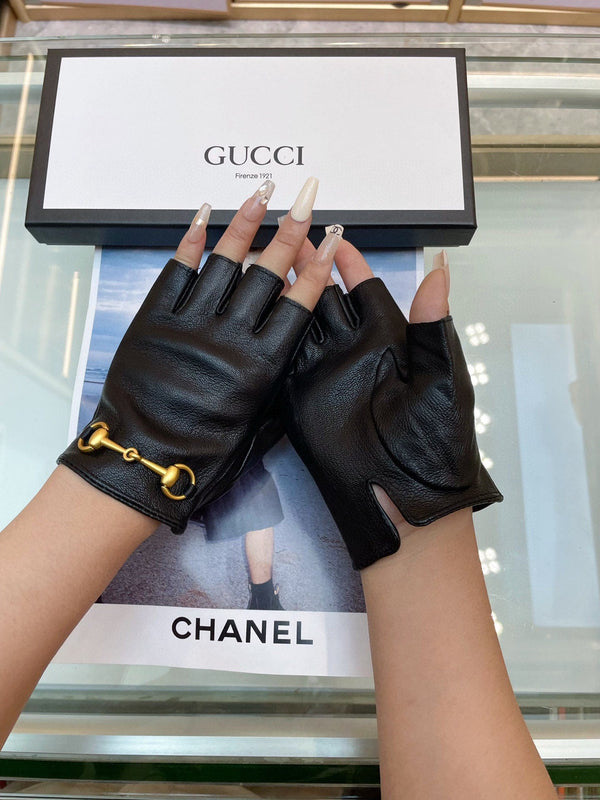 FINGERLESS GLOVES WITH HORSEBIT IN BLACK LAMBSKIN 463853