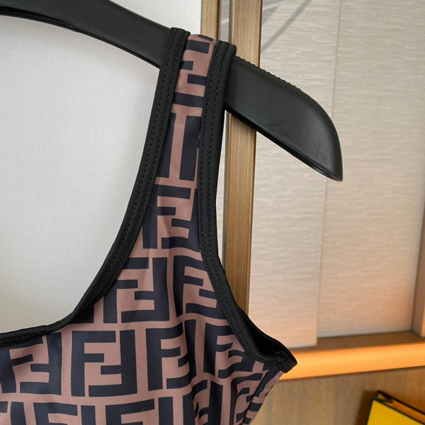 Maillot de bain une pièce réversible Fendi Coton noir et marron 180521