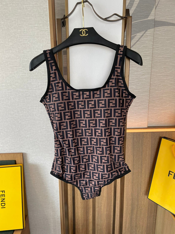Maillot de bain une pièce réversible Fendi Coton noir et marron 180521
