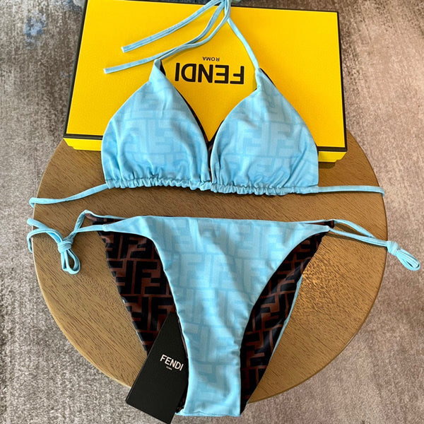 Fendi Swimsuits Blue Beige Cotton 180524