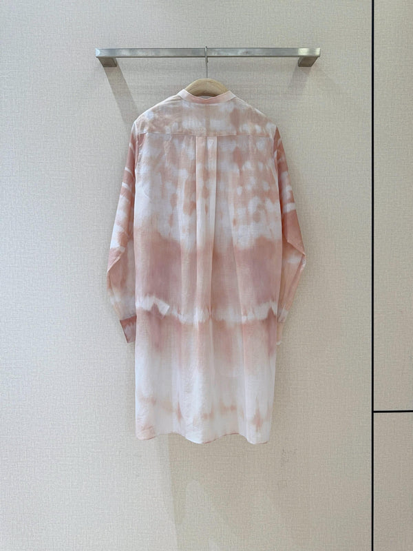 Camicia con motivo tie-dye CD rosa misto cotone bianco