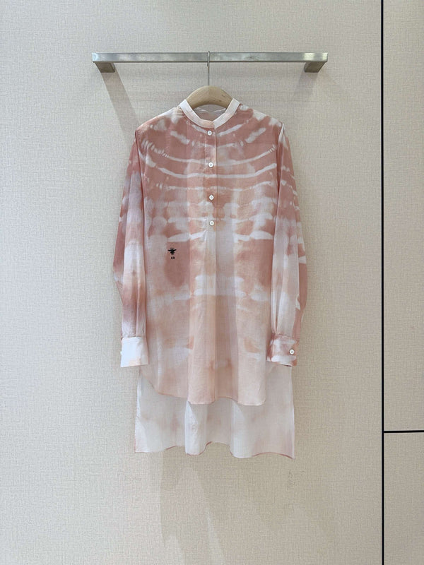 Camicia con motivo tie-dye CD rosa misto cotone bianco