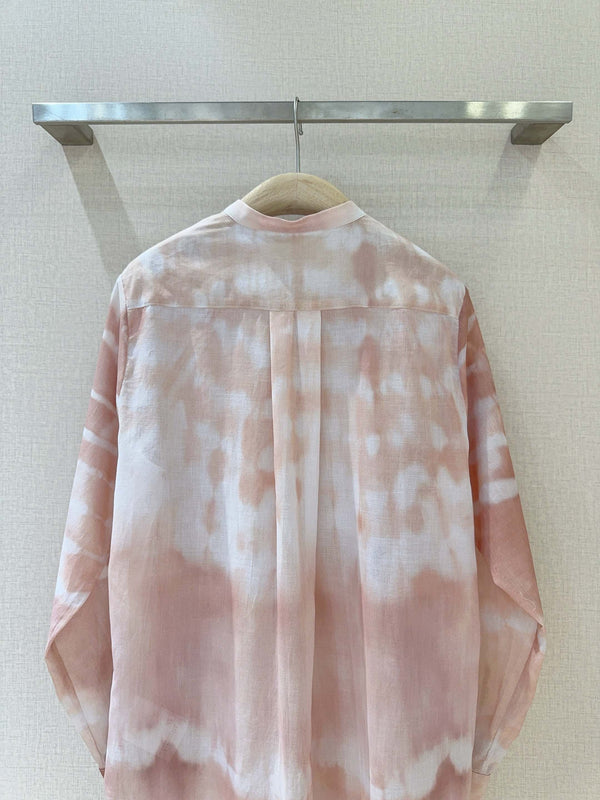 Camicia con motivo tie-dye CD rosa misto cotone bianco