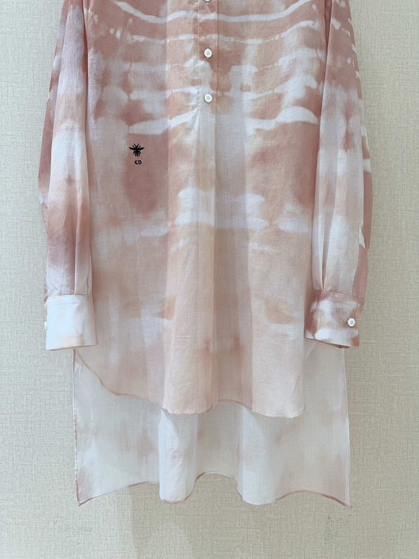 Camicia con motivo tie-dye CD rosa misto cotone bianco