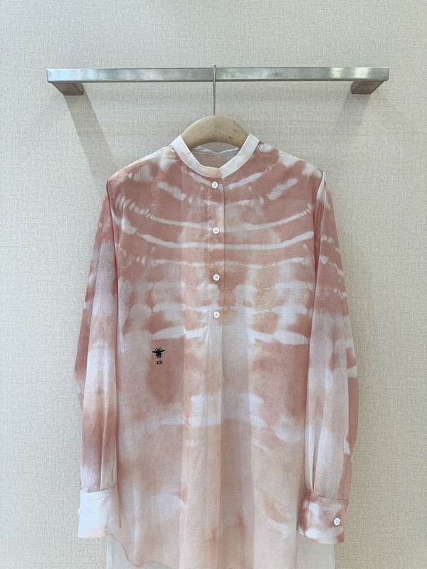 Camicia con motivo tie-dye CD rosa misto cotone bianco