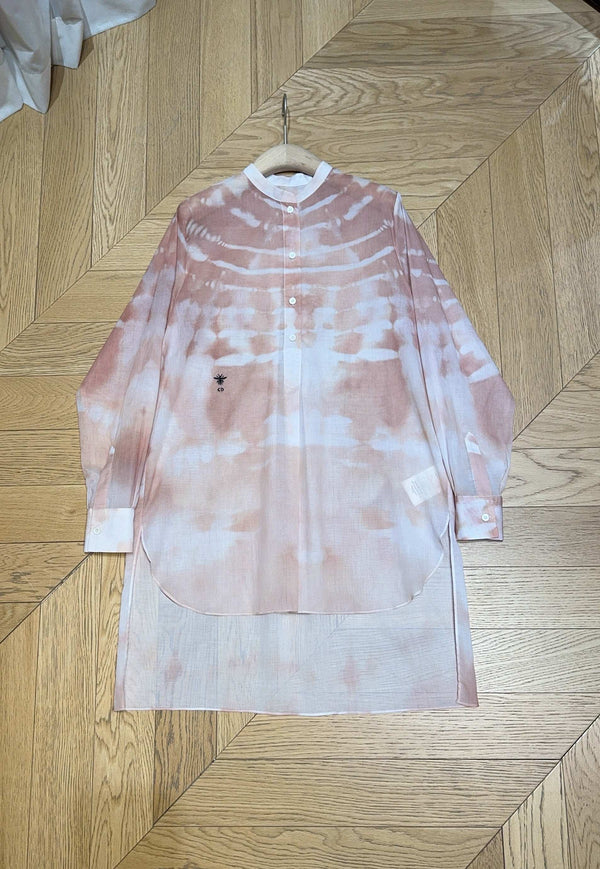 Camicia con motivo tie-dye CD rosa misto cotone bianco