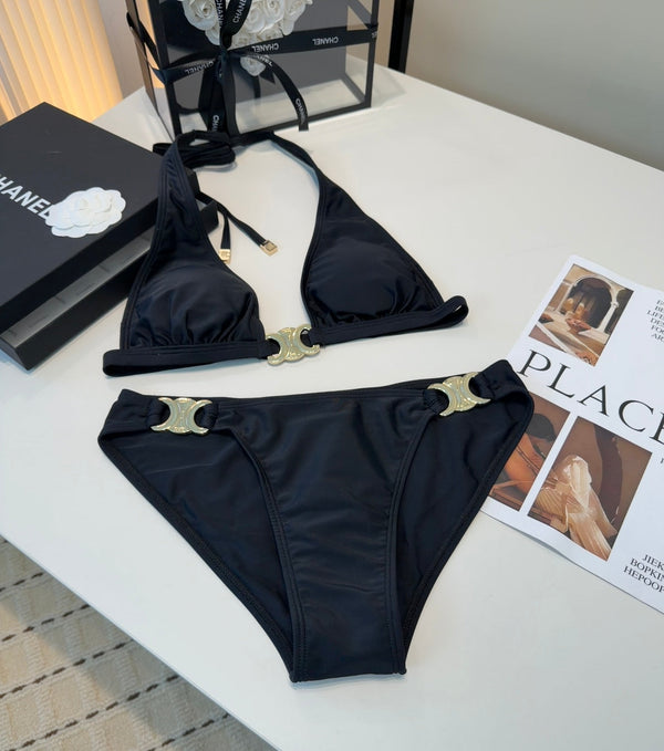 Celine Triangle Swimsuits Black Polyamide 180547