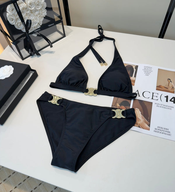 Celine Triangle Swimsuits Black Polyamide 180547