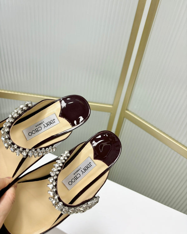 Jimmy Bing In Mules in pelle di vacchetta lucida nera 587752