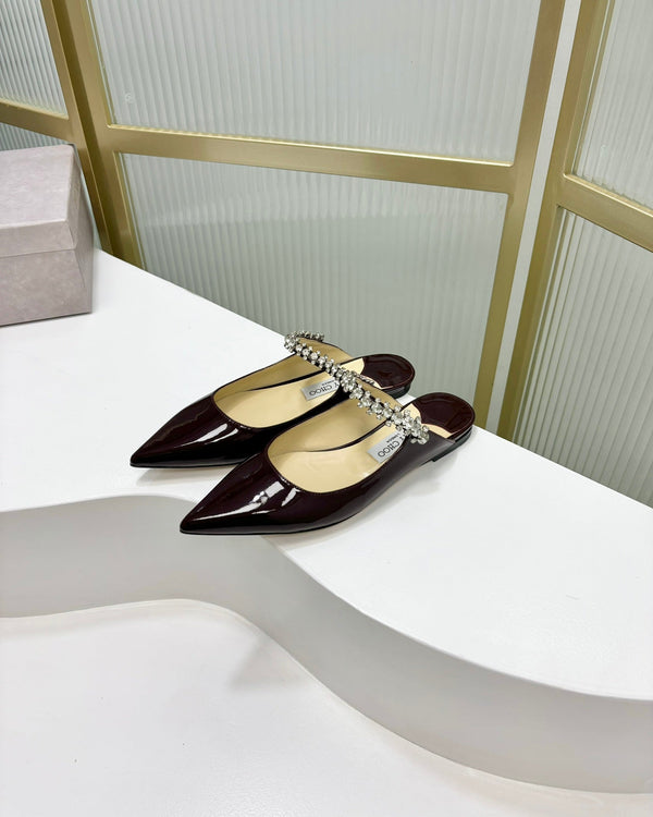 Jimmy Bing In Mules in pelle di vacchetta lucida nera 587752