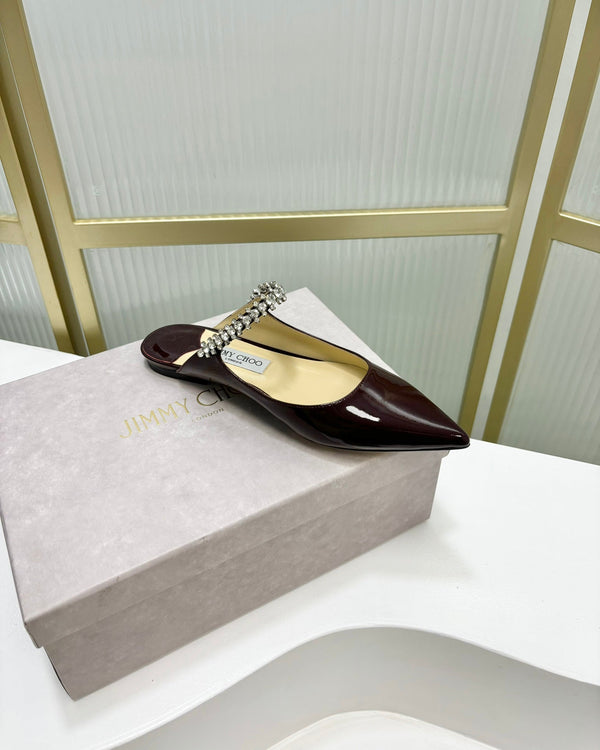 Jimmy Bing In Mules in pelle di vacchetta lucida nera 587752