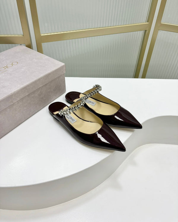 Jimmy Bing In Mules in pelle di vacchetta lucida nera 587752