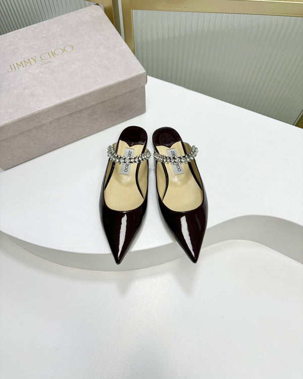 Jimmy Bing In Mules in pelle di vacchetta lucida nera 587752