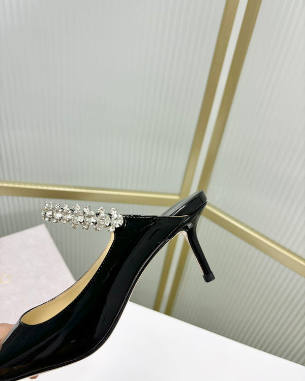 Jimmy Bing 65mm In Pelle di Vacchetta Nera Lucida Mules 587758