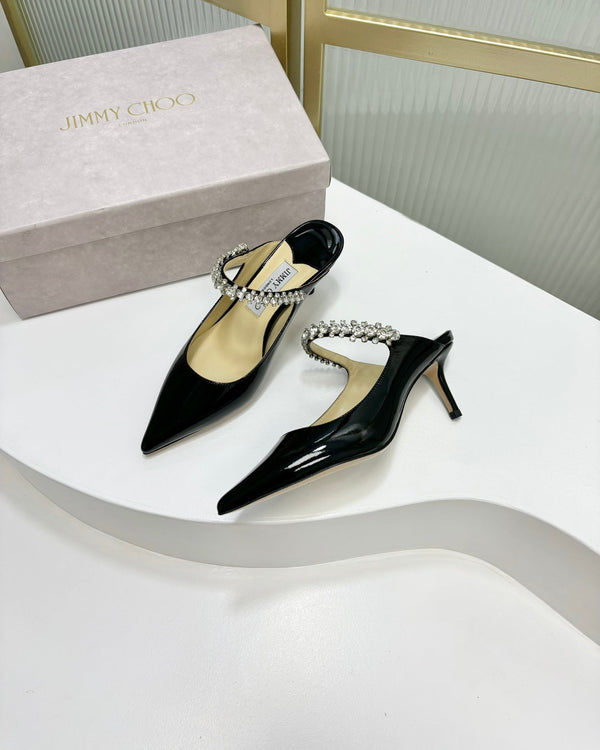 Jimmy Bing 65mm In Pelle di Vacchetta Nera Lucida Mules 587758