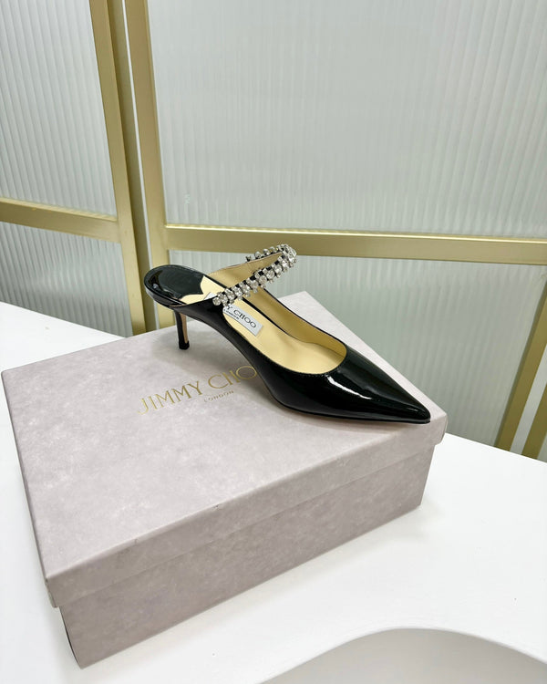 Jimmy Bing 65mm In Pelle di Vacchetta Nera Lucida Mules 587758