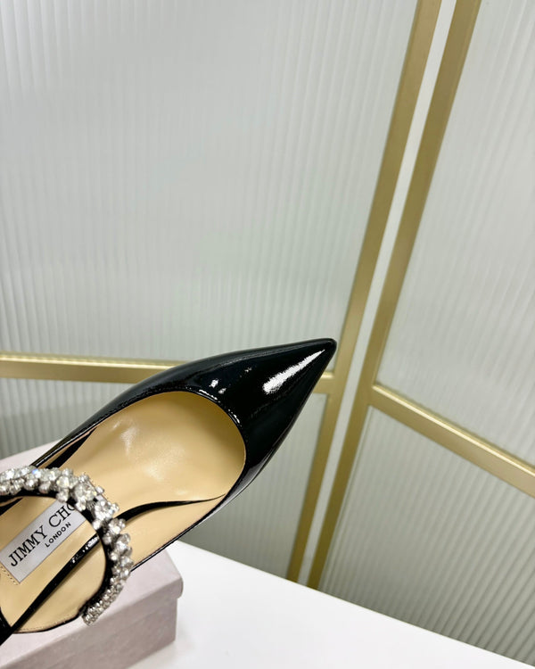 Jimmy Bing 65mm In Pelle di Vacchetta Nera Lucida Mules 587758
