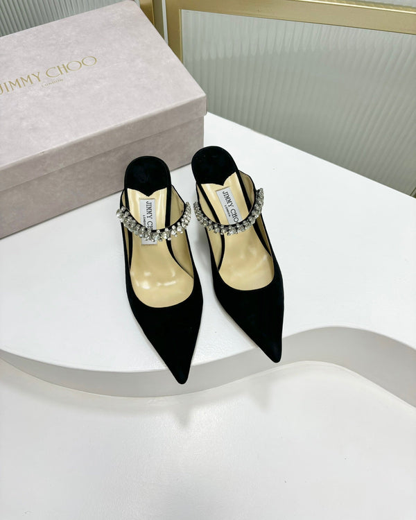 Jimmy Bing 65mm In Suede Nero Mules 587764
