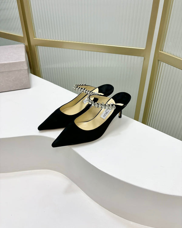 Jimmy Bing 65mm In Suede Nero Mules 587764