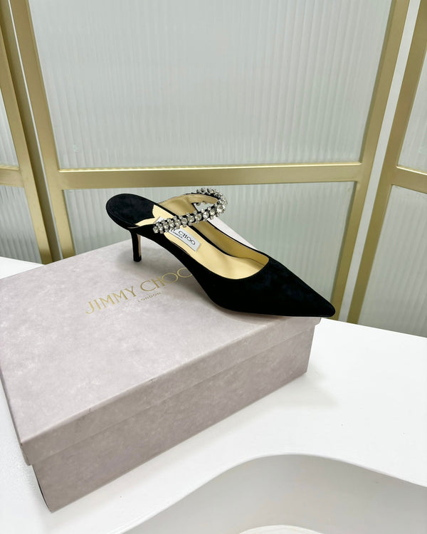 Jimmy Bing 65mm In Suede Nero Mules 587764