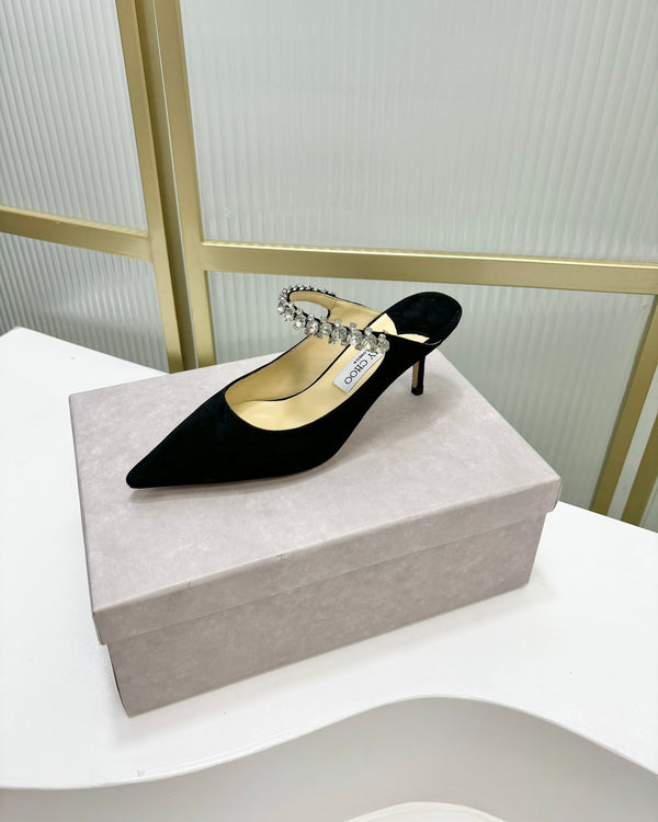 Jimmy Bing 65mm In Suede Nero Mules 587764