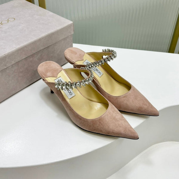 Jimmy Bing 65mm in suede rosa pastello 587766