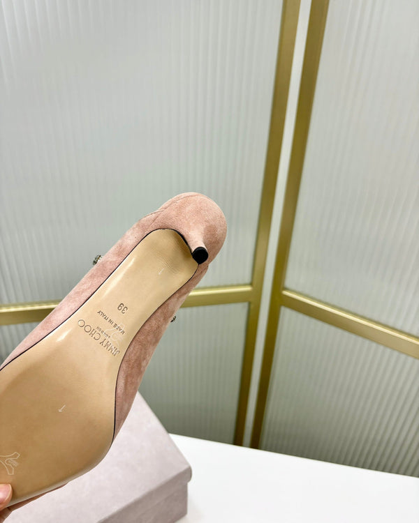 Jimmy Bing 65mm in suede rosa pastello 587766