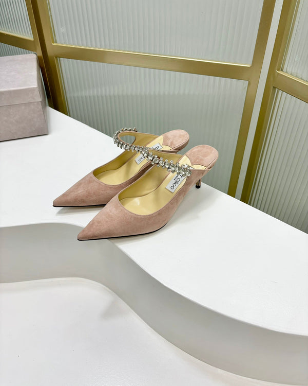 Jimmy Bing 65mm in suede rosa pastello 587766