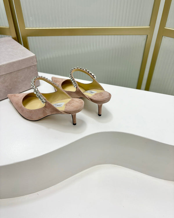 Jimmy Bing 65mm in suede rosa pastello 587766