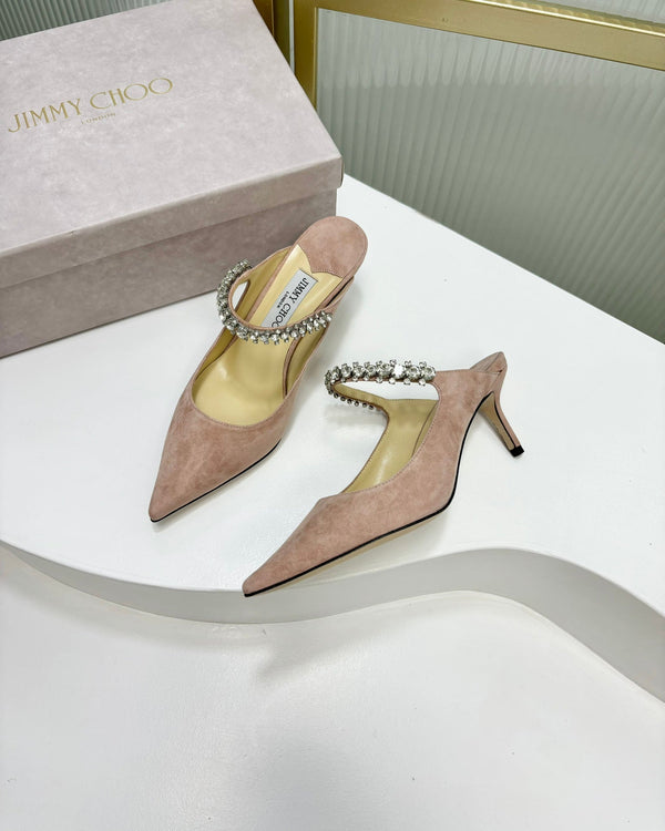 Jimmy Bing 65mm in suede rosa pastello 587766