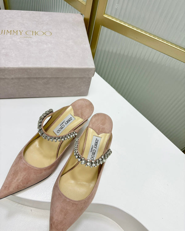 Jimmy Bing 65mm in suede rosa pastello 587766