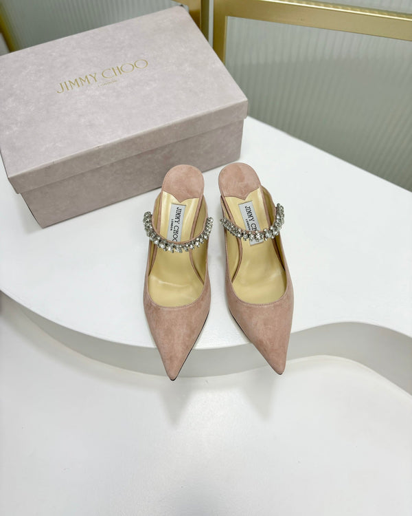 Jimmy Bing 65mm in suede rosa pastello 587766
