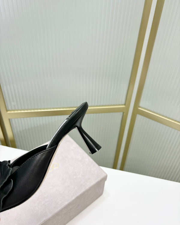 Jimmy Skye 65mm in pelle di vacchetta nera Mules 597842