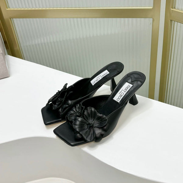 Jimmy Skye 65mm in pelle di vacchetta nera Mules 597842