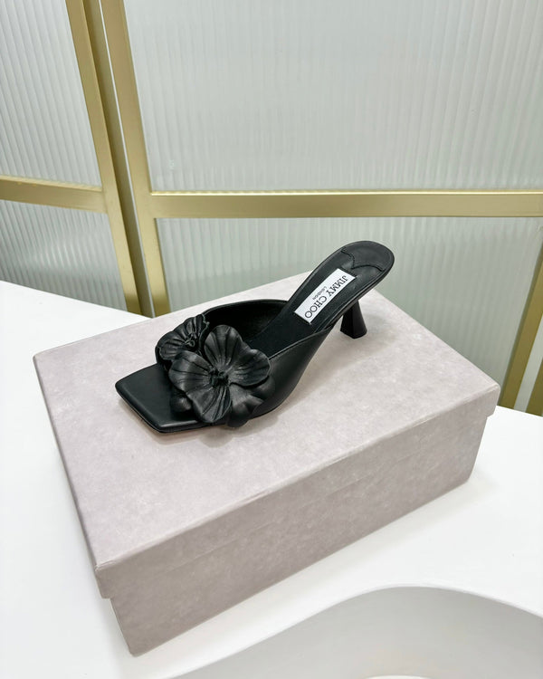 Jimmy Skye 65mm in pelle di vacchetta nera Mules 597842