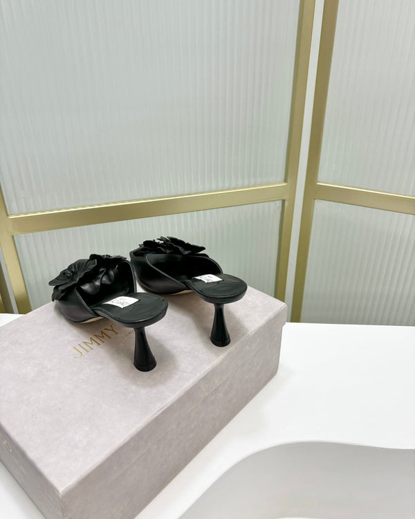 Jimmy Skye 65mm in pelle di vacchetta nera Mules 597842