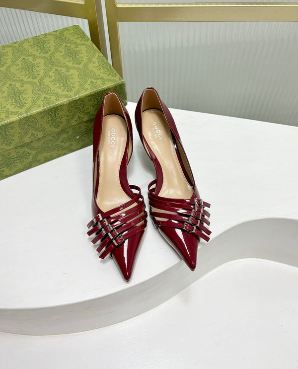 DÉCOLLETÉ ALTO 6 CM IN PELLE DI VITELLO ROSSO CREMISANO