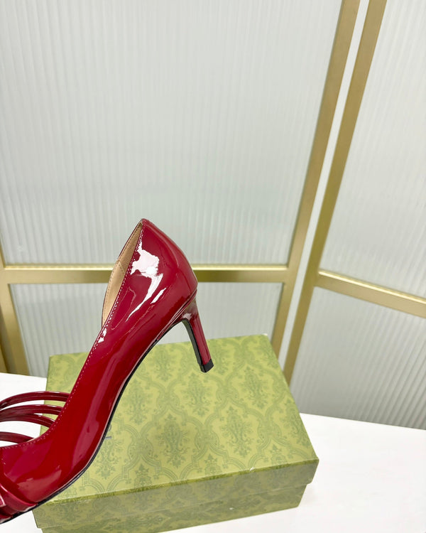 DÉCOLLETÉ ALTO 6 CM IN PELLE DI VITELLO ROSSO CREMISANO