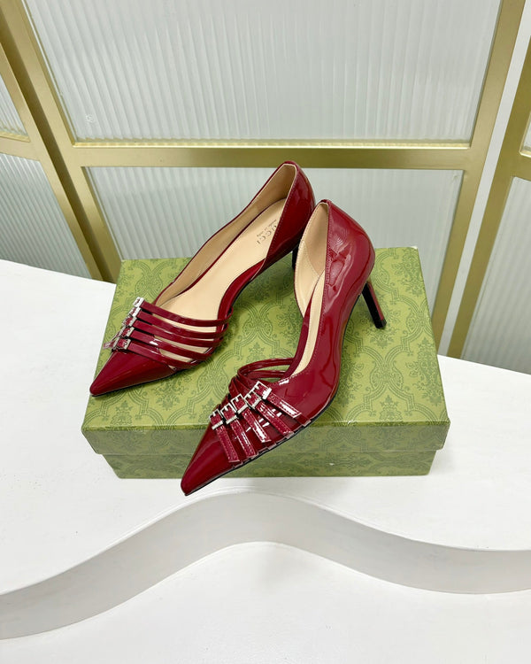 DÉCOLLETÉ ALTO 6 CM IN PELLE DI VITELLO ROSSO CREMISANO