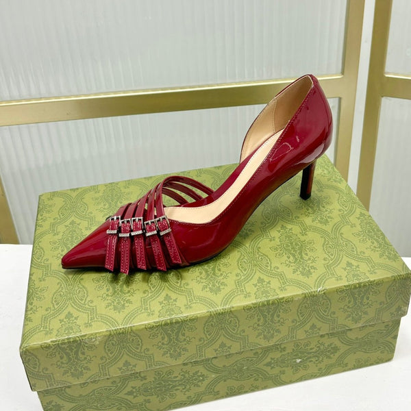DÉCOLLETÉ ALTO 6 CM IN PELLE DI VITELLO ROSSO CREMISANO