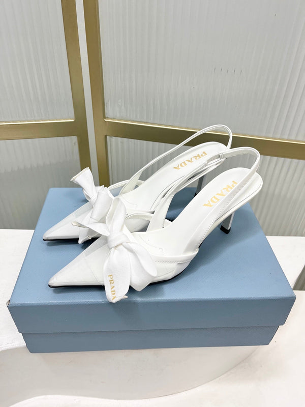 Prada Mesh Stiletto Sandals 7.5 White Sheepskin 606007