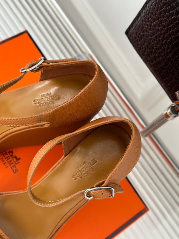 WEDGES SANDALS TAWNY LAMBSKIN