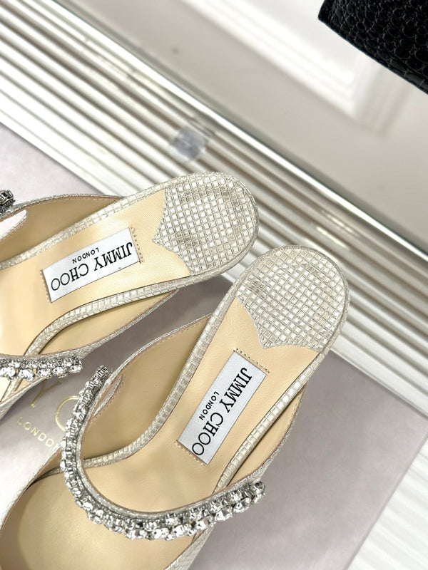 Jimmy Bing 65mm in pelle di vacchetta con borchie in pietra bianca avorio 593192