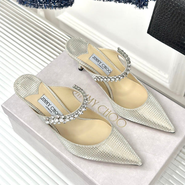 Jimmy Bing 65mm in pelle di vacchetta con borchie in pietra bianca avorio 593192