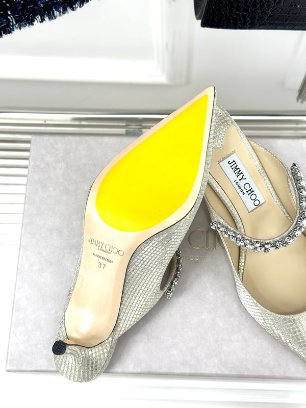 Jimmy Bing 65mm in pelle di vacchetta con borchie in pietra bianca avorio 593192