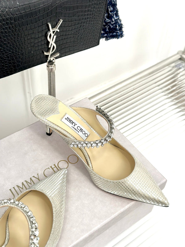 Jimmy Bing 65mm in pelle di vacchetta con borchie in pietra bianca avorio 593192