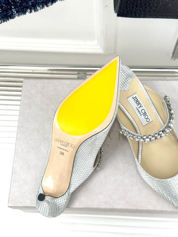 Jimmy Bing 65mm in pelle di vacchetta con borchie in argento bianco 593194