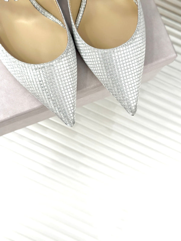 Jimmy Bing 65mm in pelle di vacchetta con borchie in argento bianco 593194