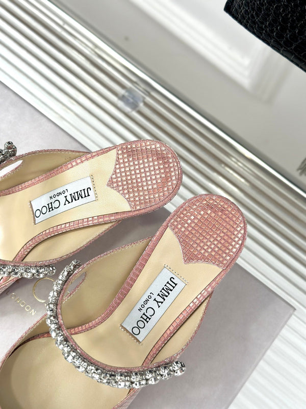 Jimmy Bing 65mm in pelle di vacchetta con borchie rosa pietra 593198
