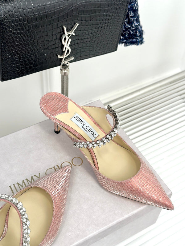 Jimmy Bing 65mm in pelle di vacchetta con borchie rosa pietra 593198